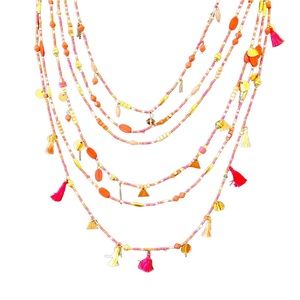 ROLLER RABBIT tased necklace. 6 strands of beads, tassels, and delight.